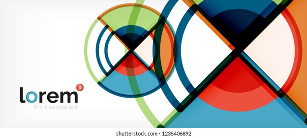 Circle abstract background, bright colorful round geometric shapes, vector illustration
