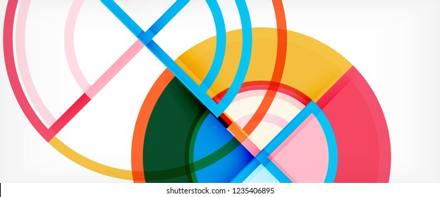 Fondo abstracto del círculo, formas geométricas redondeadas brillantes, ilustración vectorial