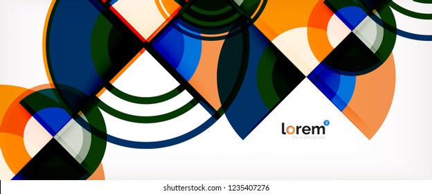 Circle abstract background, bright colorful round geometric shapes, vector illustration