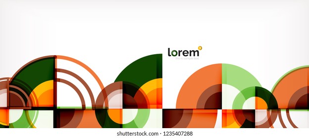 Circle abstract background, bright colorful round geometric shapes, vector illustration