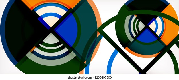 Fondo abstracto del círculo, formas geométricas redondeadas brillantes, ilustración vectorial