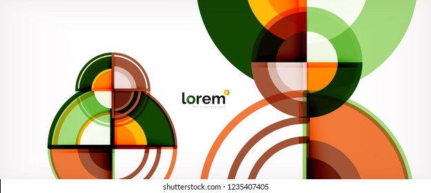 Circle abstract background, bright colorful round geometric shapes, vector illustration