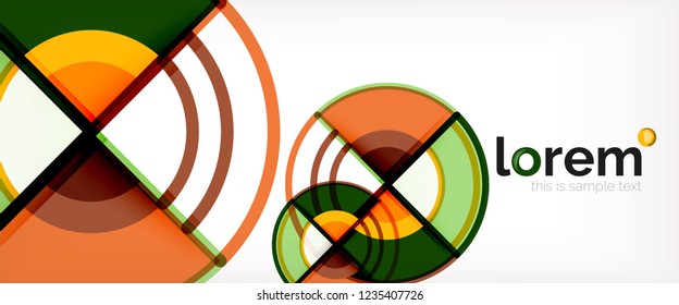 Fondo abstracto del círculo, formas geométricas redondeadas brillantes, ilustración vectorial