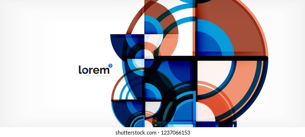 Circle abstract background, bright colorful round geometric shapes, vector illustration