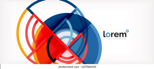 Circle abstract background, bright colorful round geometric shapes, vector illustration