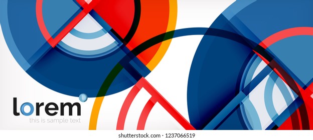 Fondo abstracto del círculo, formas geométricas redondeadas brillantes, ilustración vectorial