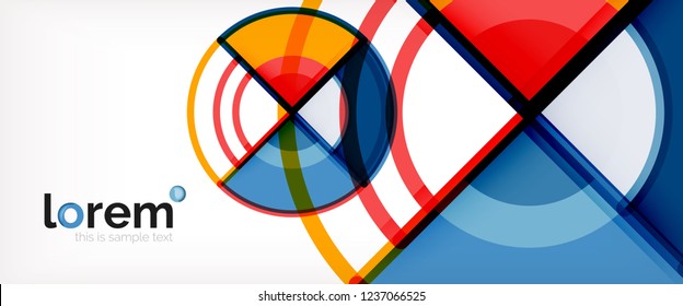 Circle abstract background, bright colorful round geometric shapes, vector illustration