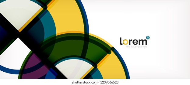 Fondo abstracto del círculo, formas geométricas redondeadas brillantes, ilustración vectorial