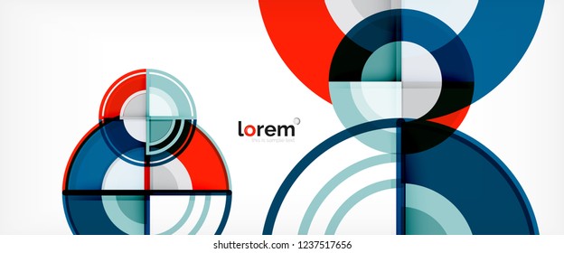 Fondo abstracto del círculo, formas geométricas redondeadas brillantes, ilustración vectorial