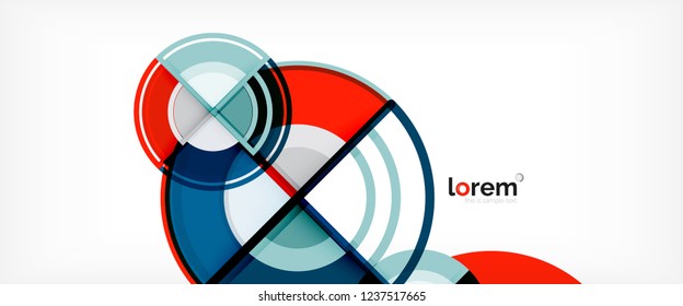 Circle abstract background, bright colorful round geometric shapes, vector illustration