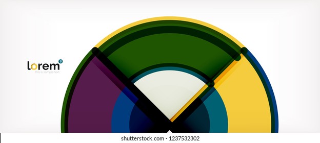 Circle abstract background, bright colorful round geometric shapes, vector illustration
