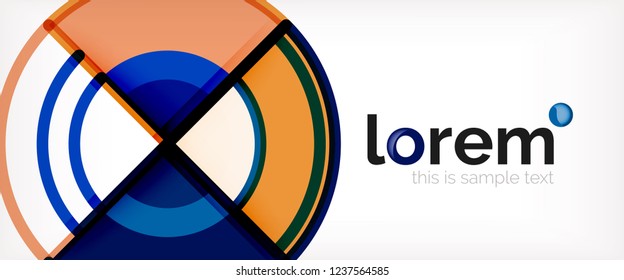 Circle abstract background, bright colorful round geometric shapes, vector illustration
