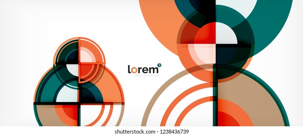 Circle abstract background, bright colorful round geometric shapes, vector illustration
