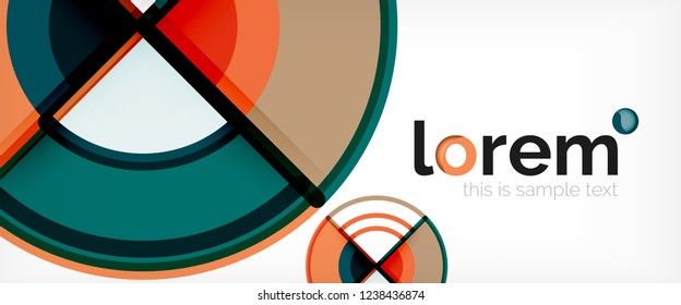 Fondo abstracto del círculo, formas geométricas redondeadas brillantes, ilustración vectorial