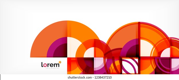 Circle abstract background, bright colorful round geometric shapes, vector illustration