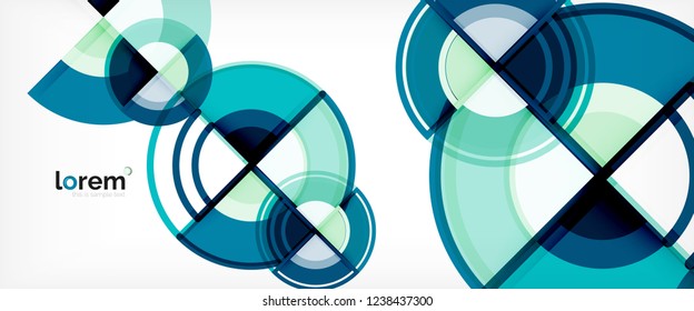 Circle abstract background, bright colorful round geometric shapes, vector illustration