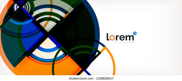 Circle abstract background, bright colorful round geometric shapes, vector illustration