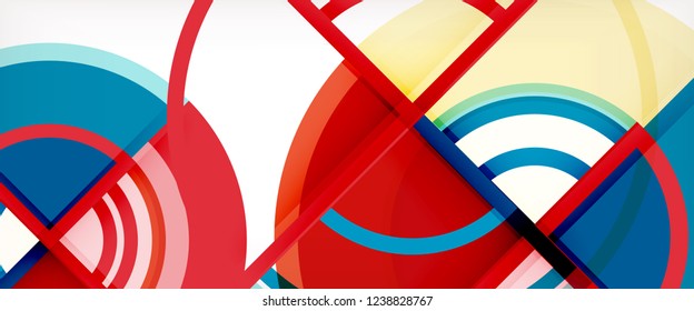 Circle abstract background, bright colorful round geometric shapes, vector illustration