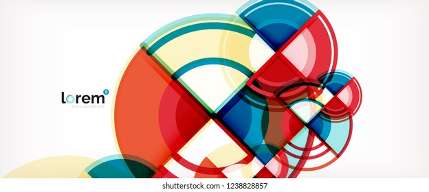 Circle abstract background, bright colorful round geometric shapes, vector illustration