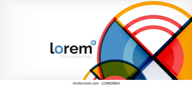 Circle abstract background, bright colorful round geometric shapes, vector illustration