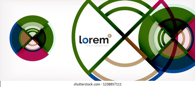 Circle abstract background, bright colorful round geometric shapes, vector illustration