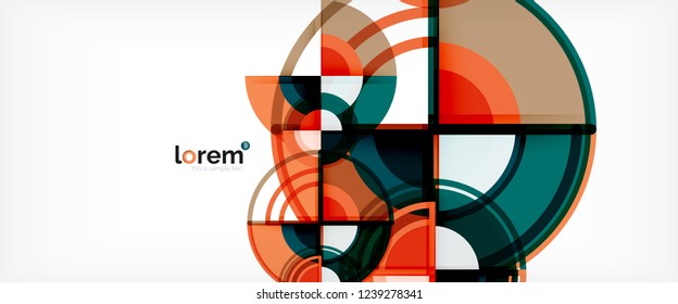 Circle abstract background, bright colorful round geometric shapes, vector illustration