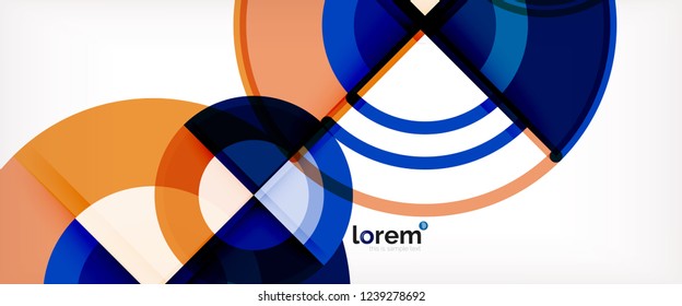 Circle abstract background, bright colorful round geometric shapes, vector illustration