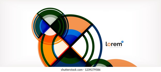 Fondo abstracto del círculo, formas geométricas redondeadas brillantes, ilustración vectorial
