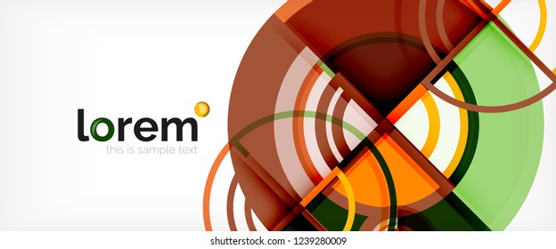 Circle abstract background, bright colorful round geometric shapes, vector illustration