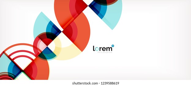 Circle abstract background, bright colorful round geometric shapes, vector illustration