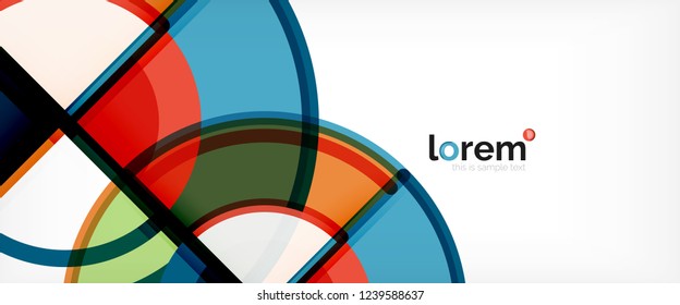 Circle abstract background, bright colorful round geometric shapes, vector illustration