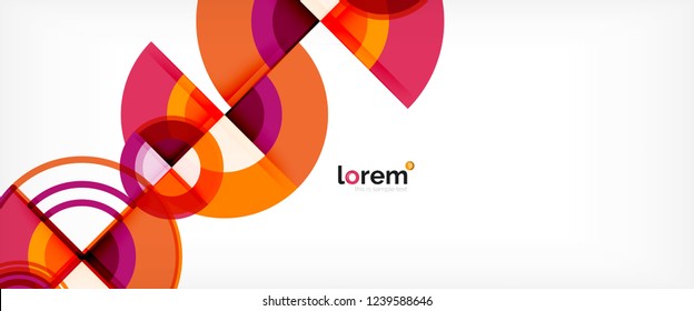 Circle abstract background, bright colorful round geometric shapes, vector illustration