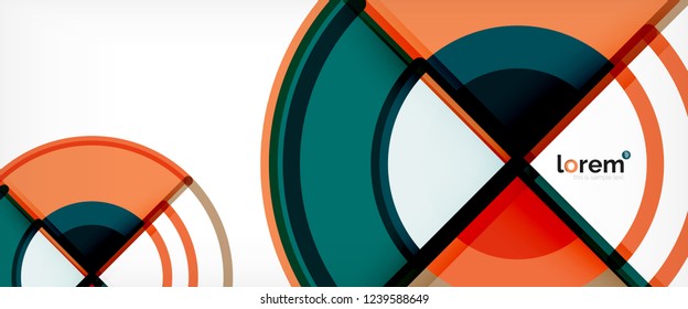 Circle abstract background, bright colorful round geometric shapes, vector illustration