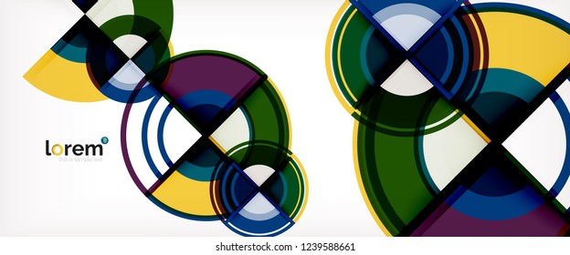 Circle abstract background, bright colorful round geometric shapes, vector illustration