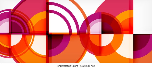 Fondo abstracto del círculo, formas geométricas redondeadas brillantes, ilustración vectorial