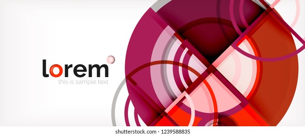 Circle abstract background, bright colorful round geometric shapes, vector illustration