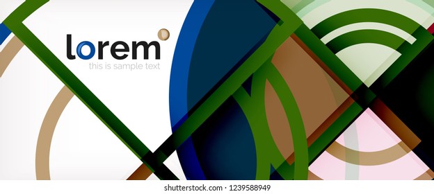 Fondo abstracto del círculo, formas geométricas redondeadas brillantes, ilustración vectorial