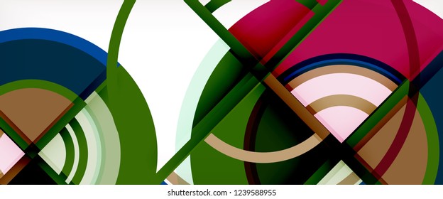 Circle abstract background, bright colorful round geometric shapes, vector illustration