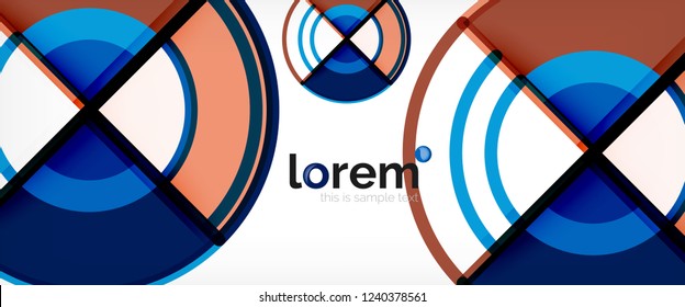 Circle abstract background, bright colorful round geometric shapes, vector illustration