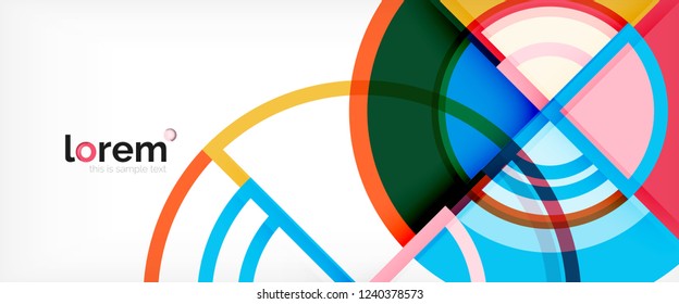 Circle abstract background, bright colorful round geometric shapes, vector illustration
