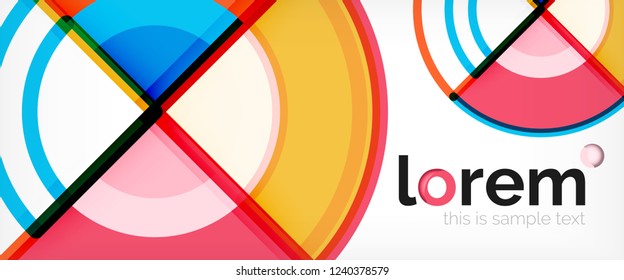 Fondo abstracto del círculo, formas geométricas redondeadas brillantes, ilustración vectorial