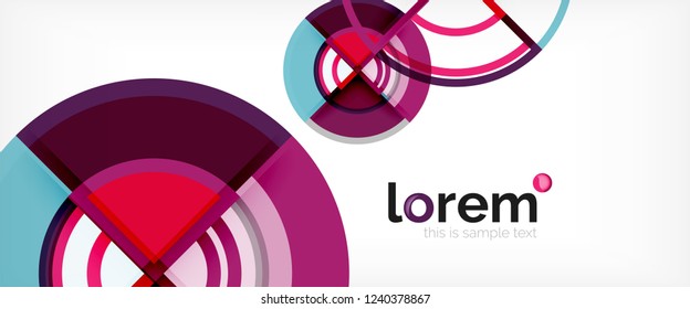 Fondo abstracto del círculo, formas geométricas redondeadas brillantes, ilustración vectorial