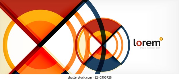 Circle abstract background, bright colorful round geometric shapes, vector illustration