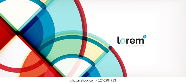 Circle abstract background, bright colorful round geometric shapes, vector illustration