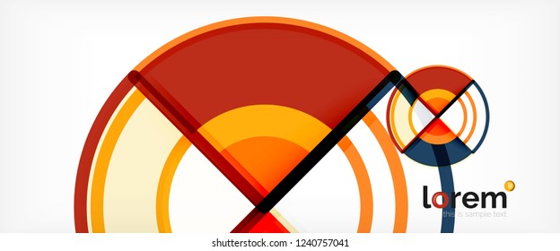 Fondo abstracto del círculo, formas geométricas redondeadas brillantes, ilustración vectorial