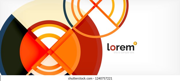 Circle abstract background, bright colorful round geometric shapes, vector illustration