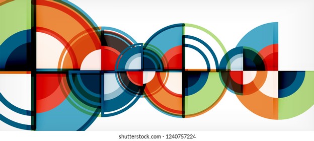 Circle abstract background, bright colorful round geometric shapes, vector illustration