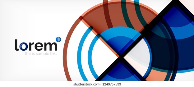 Circle abstract background, bright colorful round geometric shapes, vector illustration