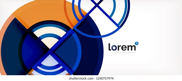 Fondo abstracto del círculo, formas geométricas redondeadas brillantes, ilustración vectorial
