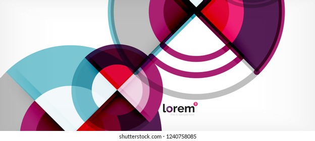 Circle abstract background, bright colorful round geometric shapes, vector illustration